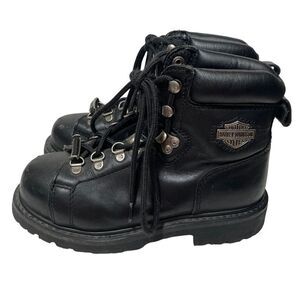 Harley Davidson Black Leather Motorcycle Riding Boots